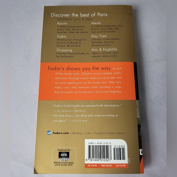 Fodor's Paris 2004 European paperback travel guidebook GUC - Picture 2 of 3